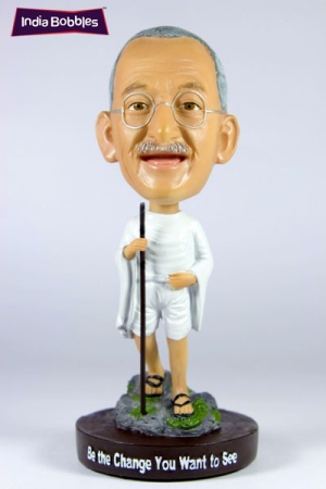 From Michael Jackson doing his moon walk to General George Patton wearing his iconic four starred helmet, there is a bobble head for almost everyone in the ... - Gandhi-Bobble
